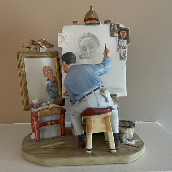 VTG Norman Rockwell "Self Portrait" 1978, Saturday Evening Post Figurine - Picture 1 of 16
